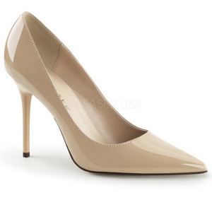 Beige Varnished 10 cm CLASSIQUE-20 pointed toe stiletto pumps