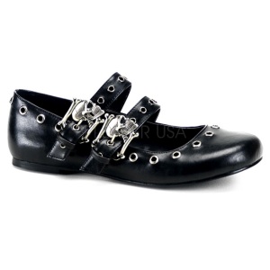 Black DAISY-03 gothic mary jane ballerina shoes flat heels