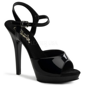 Black Shiny 13 cm Fabulicious LIP-109 High Heels Platform