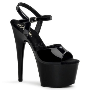 Black Shiny 18 cm ADORE-709 Platform High Heels Shoes