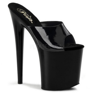 Black Shiny 20 cm FLAMINGO-801 Platform High Heel Mules