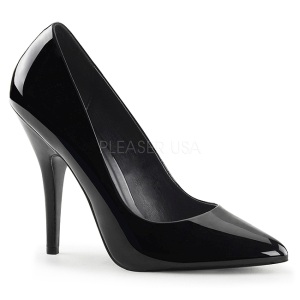 Black Varnished 13 cm SEDUCE-420 pointed toe pumps high heels