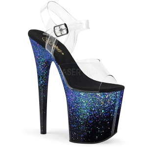 Blue 20 cm FLAMINGO-808SS glitter platform sandals shoes