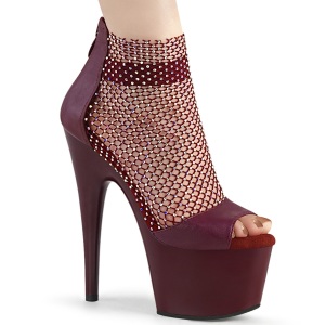 Burgundy high heels 18 cm ADORE-765RM glitter platform high heels