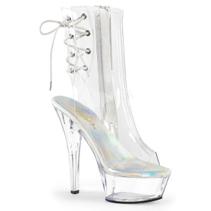 Clear 15 cm KISS-1018C womens platform soled ankle boots