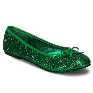 Green STAR-16G glitter flat ballerinas womens shoes