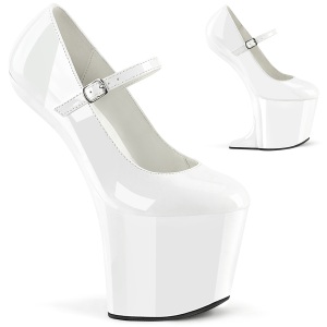 Patent 20 cm CRAZE-880 Heelless platform pony pumps white