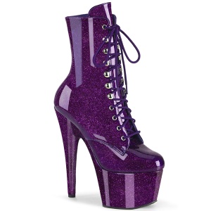 Purple glitter 18 cm high heels ankle boots platform