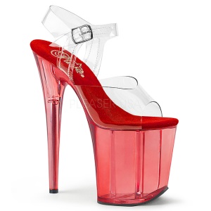 Red 20 cm FLAMINGO-808T Acrylic Platform High Heeled Sandal