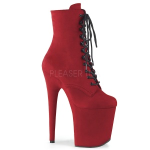 Red faux suede 20 cm FLAMINGO-1020FS Pole dancing ankle boots