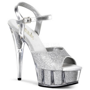 Silver Glitter 15 cm DELIGHT-609-5G High Heel Platform