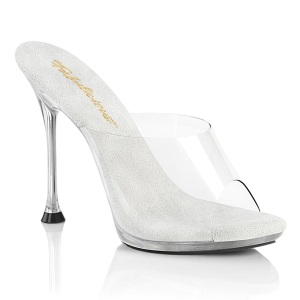 Transparent mules 11,5 cm CUPID-401 fetish high heeled mules