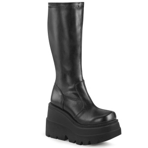 Vegan 11,5 cm SHAKER-65 demoniacult knee boots wedges platform