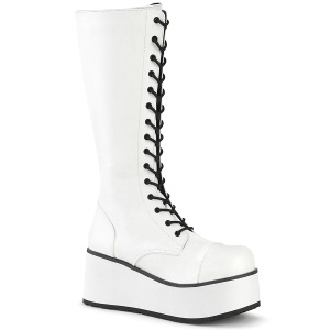 Vegan 8,5 cm TRASH502 cyberpunk knee high mens boots platform white