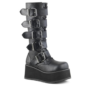 Vegan 8,5 cm TTRASH518 cyberpunk knee high mens boots platform black