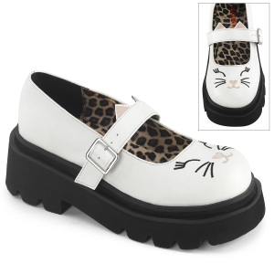 White 6,5 cm RENEGADE-56 emo platform maryjane shoes with buckles