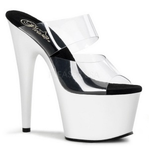 White Neon 18 cm ADORE-702UV Platform Mules Shoes