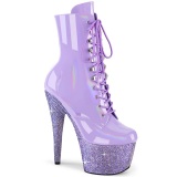 BEJ-1020-7 - 18 cm pleaser high heels ankle boots strass lavender