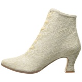 Beige 12 cm VICTORIAN-30 Lace Up Ankle Calf Women Boots