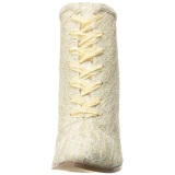 Beige 12 cm VICTORIAN-30 Lace Up Ankle Calf Women Boots