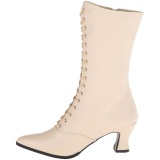 Beige 7 cm VICTORIAN-120 Lace Up Ankle Calf Women Boots