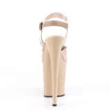 Beige high heels 20 cm FLAMINGO-808N JELLY-LIKE stretch material platform high heels