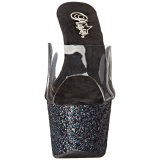 Black 18 cm ADORE-701LG glitter platform mules womens