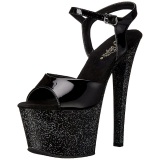 Black 18 cm SKY-309MG High Heels Glitter Platform