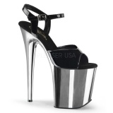 Black 20 cm Pleaser FLAMINGO-809 High Heels Chrome Platform