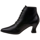 Black 7 cm VICTORIAN-35 Lace Up Ankle Calf Women Boots