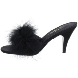 Black 8 cm AMOUR-03 Marabou Feathers Mules Shoes