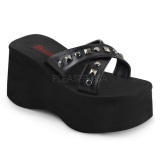 Black 9 cm FUNN-29 Goth Platform Sandals Womens