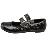 Black DAISY-03 gothic mary jane ballerina shoes flat heels