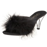 Black Feathers 8 cm BELLE-301F High Women Mules Shoes for Men