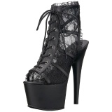 Black Lace Fabric 18 cm ADORE-796LC Lace Up Ankle Calf Women Boots