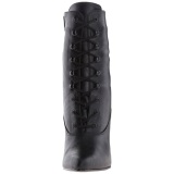 Black Leatherette 10,5 cm VANITY-1020 Flat Ankle Calf Boots Women