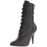 Black Leatherette 10,5 cm VANITY-1020 Flat Ankle Calf Boots Women