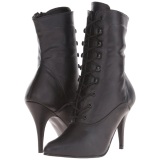 Black Leatherette 10,5 cm VANITY-1020 Flat Ankle Calf Boots Women