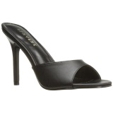 Black Leatherette 10 cm CLASSIQUE-01 big size mules shoes