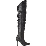 Black Leatherette 10 cm CLASSIQUE-3011 High Heeled Overknee Boots