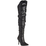 Black Leatherette 10 cm CLASSIQUE-3011 High Heeled Overknee Boots