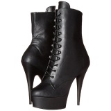 Black Leatherette 15,5 cm DELIGHT-1020 Platform Ankle Calf Boots