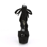 Black Leatherette 15 cm DELIGHT-679 high heels with ankle laces