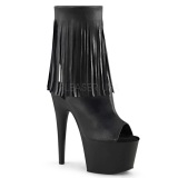 Black Leatherette 18 cm ADORE-1019 womens fringe ankle boots high heels