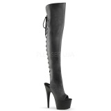 Black Leatherette 18 cm ADORE-3019 Platform Thigh High Boots