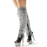 Black Leatherette 18 cm BEJRSF-7 womens fringe boots high heels