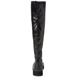 Black Leatherette 5 cm EMILY-375 overknee boots with laces