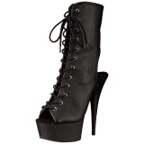 Black Matte 15,5 cm DELIGHT-1016 Open Toe Platform Ankle Calf Boots