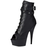 Black Matte 15 cm DELIGHT-1033 Open Toe Platform Ankle Calf Boots