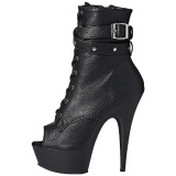 Black Matte 15 cm DELIGHT-1033 Open Toe Platform Ankle Calf Boots